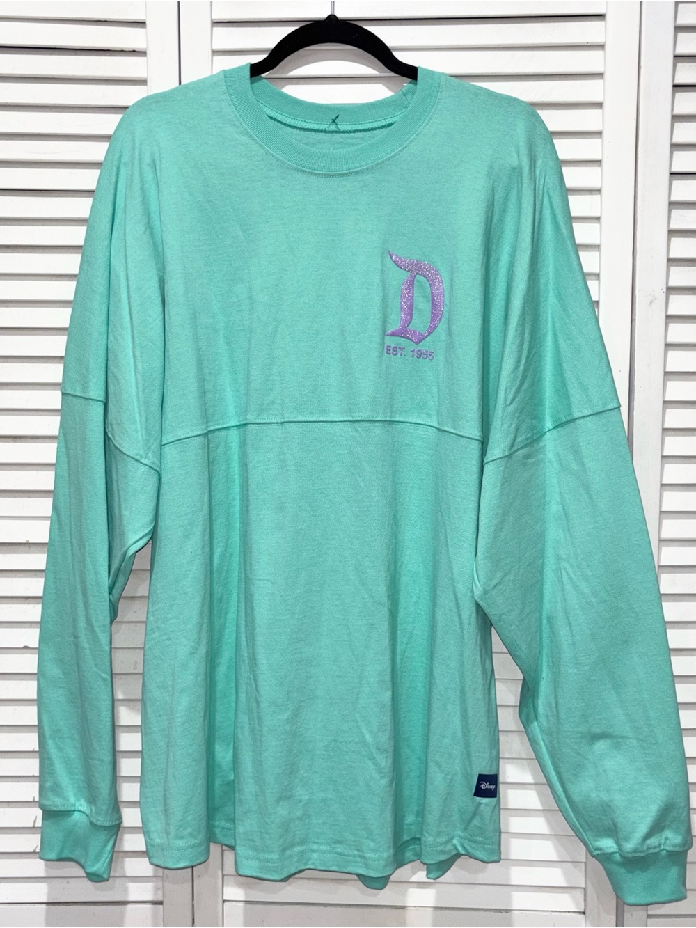 Disney Teal Turquoise Long-Sleeve With Purple Lettering Spirit Jersey Size XL